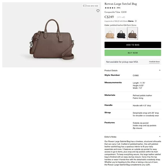 Coach Rowan Large Satchel - Picture 11 of 11